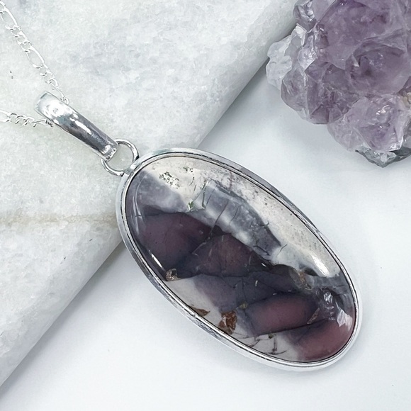 Porcelain Jasper and Angelite Pendant Necklace Earrings Lot Sterling Silver New - Picture 3 of 15